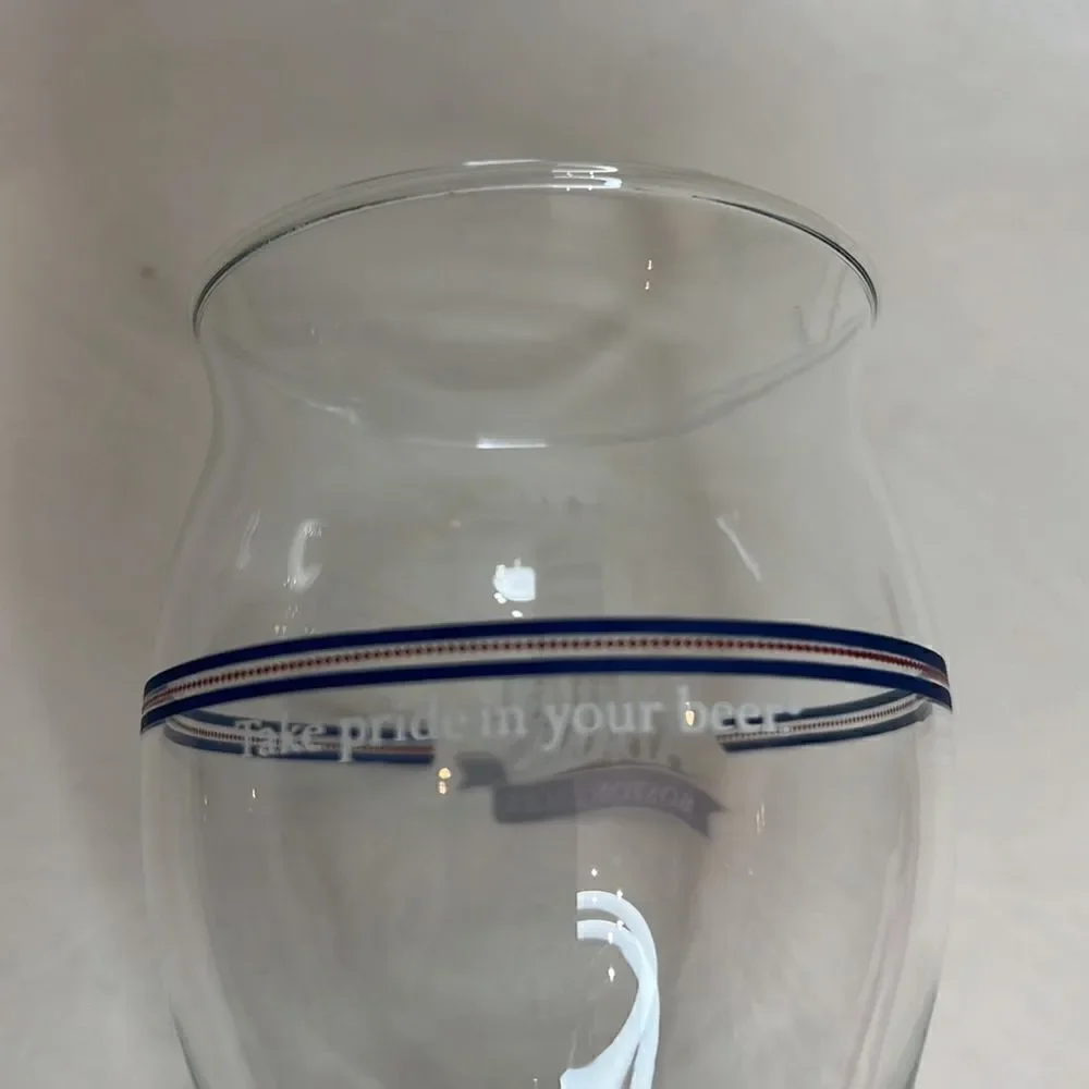 Samuel Adams Boston Lager Beer Glass 16 Oz 6 1/2 In Tall 3 In Round Blue Red